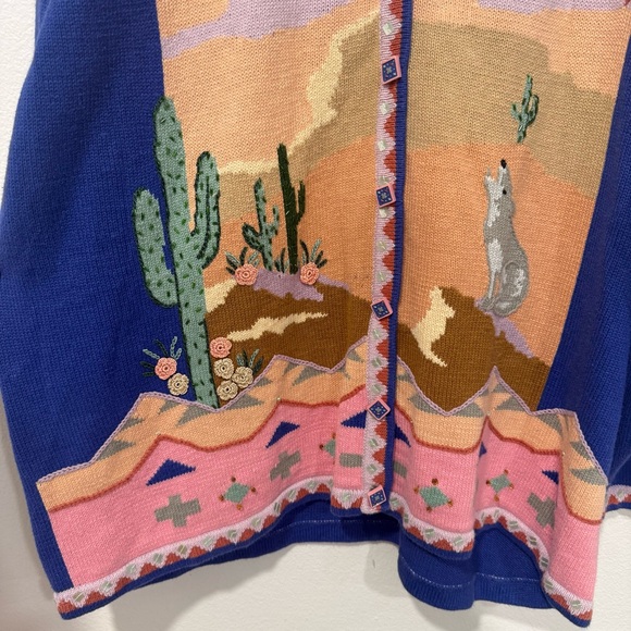 Storybook Knits Vintage Plus Coyote View Desert Cardigan Sweater 3X - Picture 2 of 6